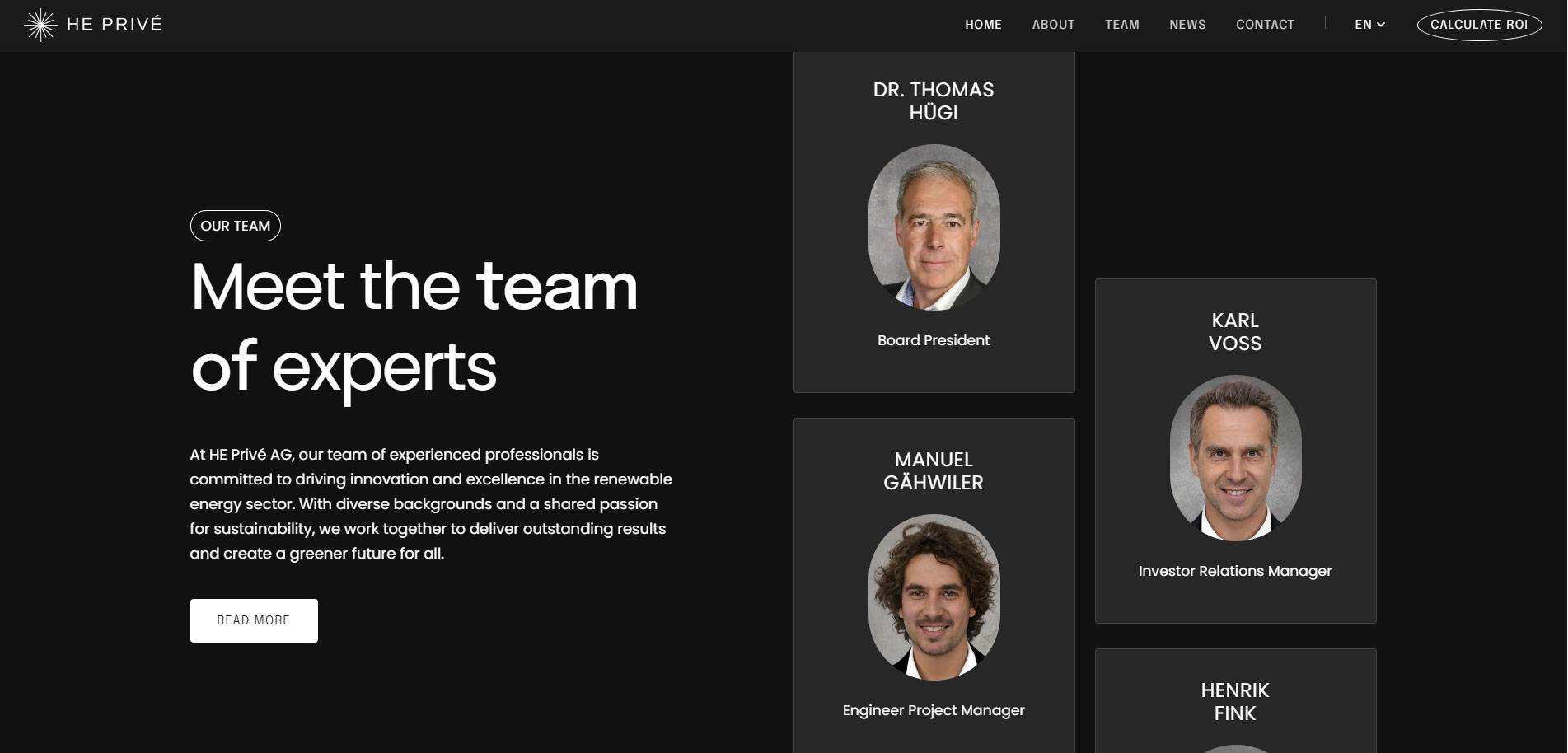 Scrolling Team Section